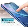 Maxboost (3 Pack) Screen Protector with Anti-Blue Compatible Apple iPhone 11 and iPhone XR (6.1&quot) [Blue Light Filtering + Eye Protection Tempered Glass] Advance HD Clarity Work with Most