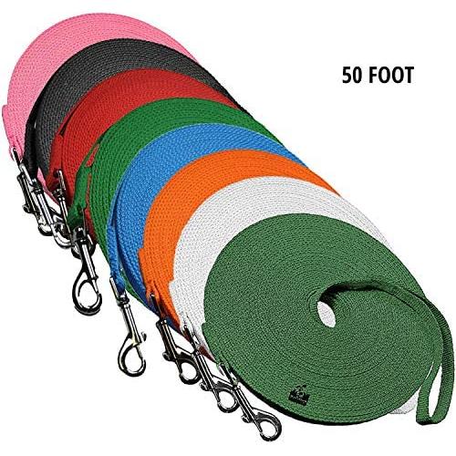 Downtown Pet Supply Dog Puppy Obedience Recall Training Agility Lead - Great for Training, Play, Camping, or Backyard (15ft, 20ft, 30ft, 50ft, 75ft, 100ft, 150ft, 200ft)