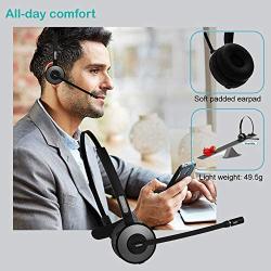 Bluetooth Headset, YAMAY Wireless Headset with Microphone (Noise Cancelling Mic) Charging Base Mute Button 19H Clear Talk Time Pro for Truck Driver Office Business Call Center Home Smartphones PC