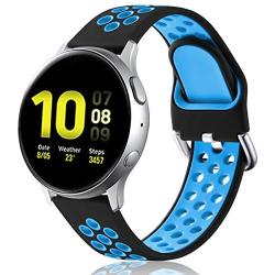 Lerobo Compatible for Samsung Galaxy Active 2 Watch Bands 44mm 40mm,Active Watch Bands, Galaxy Watch bands 42mm, 20mm Soft Silicone Sports Wristband Replacement Straps for Women Men Black Blue,Large