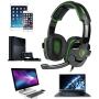 SADES PS4 Gaming Headphone SA930 3.5MM Stereo Surround Lightweight Gaming Headset with Microphone Volume Control for PC/MAC/PS4/Smartphone/Tablets (Black+Green)
