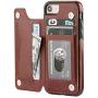 OT ONETOP iPhone 8 Wallet Case with Card Holder, iPhone 7 Case iPhone SE(2020) Wallet Premium PU Leather Kickstand Card Slots,Double Magnetic Clasp and Durable Shockproof Cover 4.7 Inch(Brown)