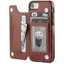 OT ONETOP iPhone 8 Wallet Case with Card Holder, iPhone 7 Case iPhone SE(2020) Wallet Premium PU Leather Kickstand Card Slots,Double Magnetic Clasp and Durable Shockproof Cover 4.7 Inch(Brown)