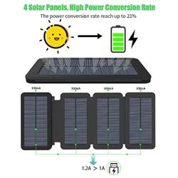 Solar Charger X-DRAGON 25000mAh Portable Power Bank with 4 Solar Panels Waterproof External Backup Battery Pack with Dual USB Outputs & Inputs, LED Flashlight for Smartphones, Tablets and More