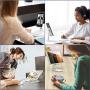 Tekpluze Cell Phone Stand for Desk,Foldable Aluminum Cell Phone Holder,Non-Slip Silicone Base with Multi-Angle and Height Adjustable, Compatible with All Smartphone,iPhone and Tablet (4-12") - White