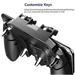 Pubg Mobile Controller with 4 Triggers, Wireless 6 Finger Operation Mobile Gaming Joystick, L1R1 L2 R2 Grip Gamepad Joystick Remote Shoot Aim Key for 4-6.5" Android & iOS Phone