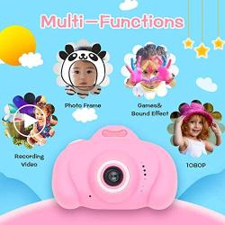 Kids Camera,MERLINAE Children Digital Rechargeable Video Toddler Educational Toys,Mini Child 2 inch Screen Support 1080P HD Recorder Toy,Great Gift for 3-12 Year Old Boys Girls Pink