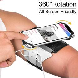 VUP Running Armband for iPhone 11 Pro Max X XR XS 8 7 6 6s Plus,Galaxy S10 S9 S8 Plus, Note 9/8/5/4,Google Pixel 3/2 XL,180°Rotatable with Key Holder Phone Armband for Hiking Biking Walking(Sliver)