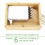 PORSTA Bamboo Chargeing Station with 4/5/6 Ports, Wood Desktop Charger Dock for Multiple Devices, USB Quick Charge for Apple Watch, AirPods, iPhone, iPad, Android Smartphones, Tablets.