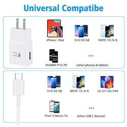 Adaptive Fast Charger Compatible with Samsung Galaxy s10/ s10+/s9/ s9 +/ s10e/ s8/ s8 Plus/Note 9/ Note 8/ Active, USB Wall Charger Adapter with USB C Cable, White