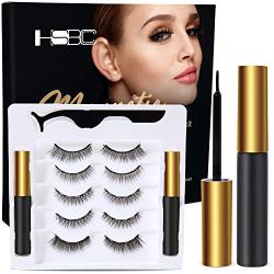 Upgraded 3D Magnetic Eyelashes Kit, Reusable Magnetic Eyelashes with Eyeliner,Magnetic Eyeliner and Magnetic Eyelash-No Glue Needed (5-Pairs)