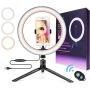 LED 10.2" Selfie Ring Fill Light-with Cell Phone Holder, Tripod,Bluetooth Camera Remote Control,3 Color Adjustable 360°and Brightness Vlog/Make-Up/Live Stream Compatible iPhone/Android TikTok YouTube