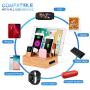 WXTOOLS Bamboo Wood Desk Organizer for Multiple Devices, Charging Stations Accessories Docking Cradle Holder Compatible Cell Phone, Tablet, Apple Watch, Airpods