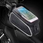 Bike Frame Bag, Bicycle Phone Holder, Waterproof Cycling Front Top Tube Pouch Bike Frame Phone Mount Pannier Crossbar Storage Bag for iPhone 11 Pro MAX XS MAX XR X 8 7 6 6S Plus Smartphone Below 6.5
