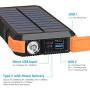 Solar Charger 26800mAh Hiluckey 18W Power Bank with 3.0A Outputs USB C Waterproof Battery Pack for Smartphones, Tablets, MacBook