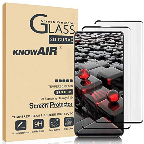 KNOWAIR Galaxy S10 Plus Screen Protector,Full Coverage Tempered Glass[2 Pack][High Definition][Designed for Ultrasonic Fingerprint] Tempered Glass Screen Protector Suitable for Galaxy S10 Plus