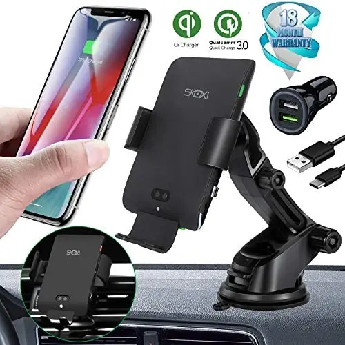 Automatic Clamping Wireless Car Charger-Include QC3.0 Dual-Port Car Charger Qi Wireless Charger Mount 10W 7.5W Fast Charging Phone Holder Compatible with iPhone Xs Max XR 8 Samsung S10 S9 S8 Note 9 Automatic Clamping Wireless Car Charger-Include QC3.0 Dual-Port Car Charger Qi Wireless Charger Mount 10W 7.5W Fast Charging Phone Holder Compatible with iPhone Xs Max XR 8 Samsung S10 S9 S8 Note 9