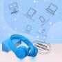 Picun Kids Bluetooth Headphones Safe Volume Limited 85dB 15 Hours Play Time Foldable Stereo Sound Headsets with Mic Wireless Headphones for Boys Children Computer Cell Phones Tablet School Game(Blue)