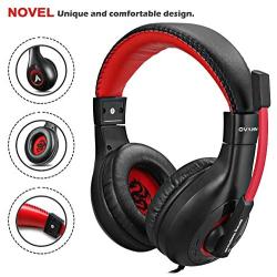 Gaming Headset,DLAND 3.5mm Wired Bass Stereo Noise Isolation Gaming Headphones for Online Gaming with Mic for Laptop Computer, Cellphone, PS4 and so on- Volume Control (Black and Red)