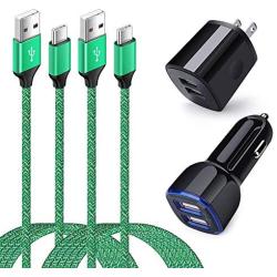 Dual USB Car Charger for Samsung A10e A20 A50 A51 A71 S20 Ultra Plus, Moto G6 G7 Power Z2 Z3 Z4 Play, 2 Pack 6FT Type C Cable USB C Braided Cord with Wall Charger Adapter