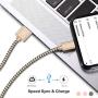 OTISA Charger Cable for Phone, Charger Cord 3 Pack Nylon Braided Charging Cord Compatible Phone xs/xsmax/xr/8/8plus/7/7plus/6/6plus pad pod & More(Gold/Pink/Grey)