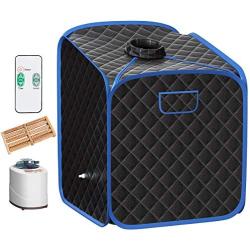 Giantex Portable Steam Sauna Spa 2L Folding Private Sauna Tent W/Chair Foot Massage Roller Absorbent Pad and 9 Adjustable Temperature Levels Spa Tent for Weight Loss Stress Fatigue (Black)