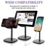 Cell Phone Stand,Adjustable Cell Phone Stand Holder and Desktop Stand Compatible for All Android All iPhone Samsung Phone Tablet Smartphone Stand Convenient Charging (Black)