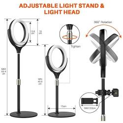 LED Ring Light with Adjustable Phone Holder & Stable Disc Base, Yoozon Dimmable 3000~6500K Ring Light Kit with 3 Light Modes & 10 Brightness Levels for Live Streaming/YouTube Video/Makeup/Selfie