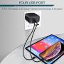 Wall Charger, USB Charger Adapter, Ailkin 4.8A 4Multi Port Fast Charging Station Power Base Block Plug Cube Brick for Phone 11Pro Max/XR/XS MAX/8/7 Plus, Samsung A10e/Note 10+/S10 Kindle Fire USB Plug