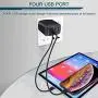 Wall Charger, USB Charger Adapter, Ailkin 4.8A 4Multi Port Fast Charging Station Power Base Block Plug Cube Brick for Phone 11Pro Max/XR/XS MAX/8/7 Plus, Samsung A10e/Note 10+/S10 Kindle Fire USB Plug