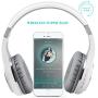 Bluetooth Headphones, Riwbox XBT-80 Folding Stereo Wireless Bluetooth Headphones Over Ear with Microphone and Volume Control, Wireless and Wired Headset for PC/Cell Phones/TV/ipad (Sliver White)