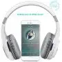 Bluetooth Headphones, Riwbox XBT-80 Folding Stereo Wireless Bluetooth Headphones Over Ear with Microphone and Volume Control, Wireless and Wired Headset for PC/Cell Phones/TV/ipad (Sliver White)