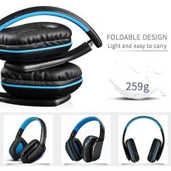 DUSANER Computer Accessories Gaming Headset - Bluetooth Stereo Over-Ear Wireless Headphones with Mic Foldable for Mobile Phones/Tablets/Laptops/PS4/Xbox One Game Accessories (Color : Blue)