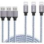 DAZHWA iPhone Charger 3PACK (6FT) Nylon Braided Charging Cable Cord USB Cable Charger Compatible iPhone X/8/7/6s/ 6/ Plus/ 5SE/ 5s/ 5c/ 5, Pad, Pod, and More (Silver)
