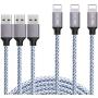 DAZHWA iPhone Charger 3PACK (6FT) Nylon Braided Charging Cable Cord USB Cable Charger Compatible iPhone X/8/7/6s/ 6/ Plus/ 5SE/ 5s/ 5c/ 5, Pad, Pod, and More (Silver)