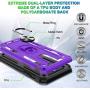 LG Stylo 5 Case, LG Stylo 5 Plus Case, LG Stylo 5V Case with Tempered Glass Screen Protector [2Pack], Jshru Military Grade Protective Phone Case with Ring Car Mount Kickstand for LG Stylo 5X Purple