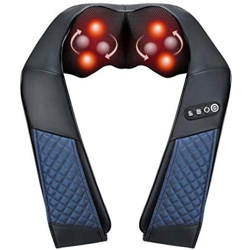 EAshuhe Neck and Shoulder Massager with Heat - Shiatsu Back Massage Pillow with 3D Deep Tissue Kneading for Foot, Legs, Body Muscle Pain Relief - Use at Home, Office & Car