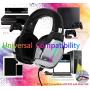 PS4 Headset PC Gaming Headset Stereo Surround Sound Over-Ear Gaming Headphones with Mic Breathing RGB Rainbow Light Noise Cancelling & Volume Control for Laptop (3.5mm Splitter Cable Included)