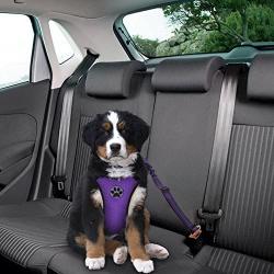 Lukovee Dog Safety Vest Harness with Seatbelt, Dog Car Harness Seat Belt Adjustable Pet Harnesses Double Breathable Mesh Fabric with Car Vehicle Connector Strap for Dog