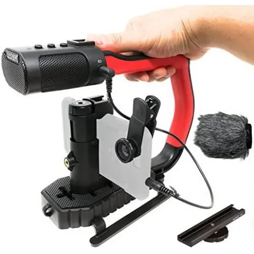 Movo MicRig Extreme Sport Edition - Video Grip Handle with Integrated Stereo Microphone, Windscreen, and Fisheye Lens for iPhone 5, 5C, 5S, 6, 6S, 7, 8, X, XS, XS Max, 11, 11 Pro, Samsung Galaxy Note Movo MicRig Extreme Sport Edition - Video Grip Handle with Integrated Stereo Microphone, Windscreen, and Fisheye Lens for iPhone 5, 5C, 5S, 6, 6S, 7, 8, X, XS, XS Max, 11, 11 Pro, Samsung Galaxy Note