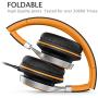 AILIHEN C8 Wired Folding Headphones with Microphone and Volume Control for Cellphones Tablets Android Smartphones Chromebook Laptop Computer Mp3/4 (Black/Orange)