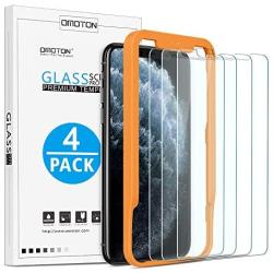 OMOTON [4-Pack] Screen Protector for iPhone 11 Pro Max/ iPhone Xs Max, 6.5 inch - Tempered Glass/Guide Frame/Easy Installation