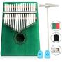 Apelila 17 Key Kalimba Thumb Piano, Solid Mahogany Wood Body Finger Piano with Tune Hammer,Carry Bag,Pickup,Key Stickers(Green)