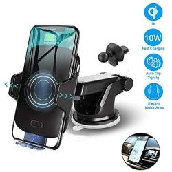 Wireless Car Charger Mount, wejie Auto Clamping 10W 7.5W Qi Fast Charging Car Phone Mount, Air Vent Windshield Dashboard Phone Holder Compatible for iPhone Xs/Max/X/XR/8/8 Plus, Samsung Note 9 (Black)