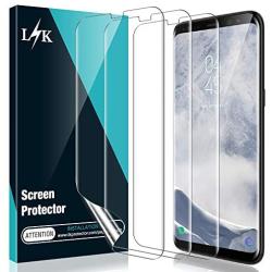 [3 Pack] L K Screen Protector for Samsung Galaxy S8, [Self Healing] [Full Coverage] [Case Friendly] [Easy Install positioning tool] HD Effect Flexible Film