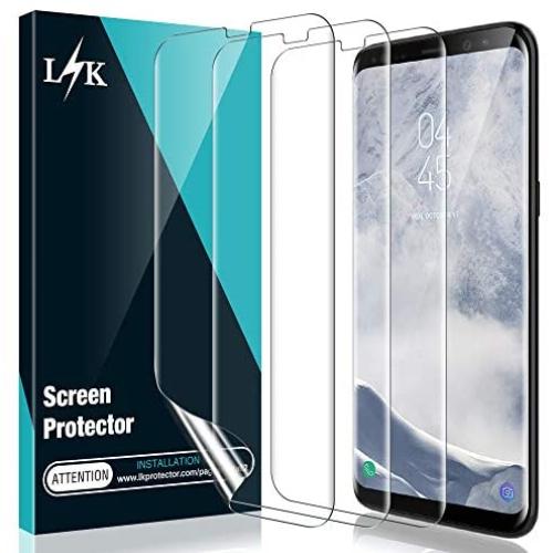 [3 Pack] L K Screen Protector for Samsung Galaxy S8, [Self Healing] [Full Coverage] [Case Friendly] [Easy Install positioning tool] HD Effect Flexible Film