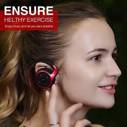 Small Bluetooth Headphones Behind The Head, Sports Wireless Headset with Built in Microphone and Crystal-Clear Sound, Fold-able and Carried in The Purse, and 12-Hour Battery Life, red