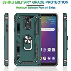 LG Stylo 5 Case, LG Stylo 5 Plus Case, LG Stylo 5V Case with Tempered Glass Screen Protector [2Pack], Jshru Military Grade Phone Case with Ring Car Mount Kickstand for LG Stylo 5X Midnight Green