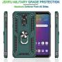 LG Stylo 5 Case, LG Stylo 5 Plus Case, LG Stylo 5V Case with Tempered Glass Screen Protector [2Pack], Jshru Military Grade Phone Case with Ring Car Mount Kickstand for LG Stylo 5X Midnight Green