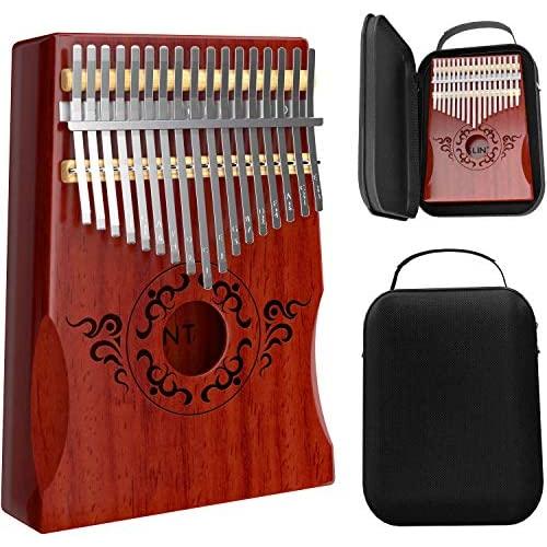 Kalimba Thumb Piano - 17 Keys Portable Thumb Piano, Perfect Gift for Kids and Adult Beginners, Finger Piano Made with African Wood, with Study Instruction, Tune Hammer and Durable Carrying Case